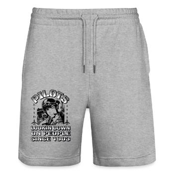 Ultraleicht Pilot Motorflieger Segelflieger Hangar - Stanley/Stella Unisex Bio Joggingshorts Trainer  - Grau meliert - Vorne - Nik (191cm) & Marisol (170cm)