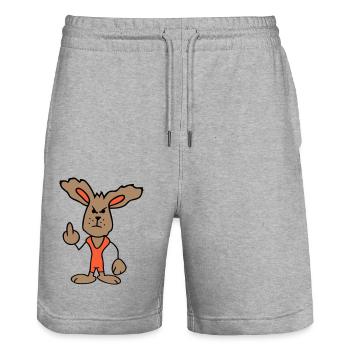 Hase Mittelfinger Zeigen Böse Frech Beleidigend - Stanley/Stella Unisex Bio Joggingshorts Trainer  - Grau meliert - Vorne - Nik (191cm) & Marisol (170cm)