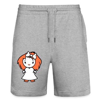 Vogel Dame Frau weiblich hübsches Kleid Schleife - Stanley/Stella Unisex Bio Joggingshorts Trainer  - Grau meliert - Vorne - Nik (191cm) & Marisol (170cm)