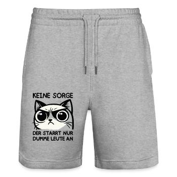 Grumpy Blick – Der starrt nur dumme Leute an - Stanley/Stella Unisex Bio Joggingshorts Trainer  - Grau meliert - Vorne - Nik (191cm) & Marisol (170cm)