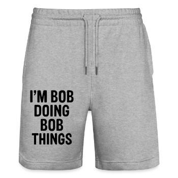 Ich bin Bob und mache Bob-Sachen. - Stanley/Stella Unisex Bio Joggingshorts Trainer  - Grau meliert - Vorne - Nik (191cm) & Marisol (170cm)