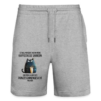 Launisches Prinzessinnengesicht am Morgen - Stanley/Stella Unisex Bio Joggingshorts Trainer  - Grau meliert - Vorne - Nik (191cm) & Marisol (170cm)