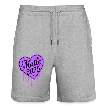 Malle 2025 Herz Liebe - Stanley/Stella Unisex Bio Joggingshorts Trainer  - Grau meliert - Vorne - Nik (191cm) & Marisol (170cm)
