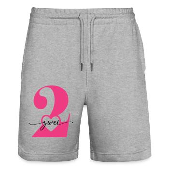 Ziffer Zwei 2 mit Herz - Stanley/Stella Unisex Bio Joggingshorts Trainer  - Grau meliert - Vorne - Nik (191cm) & Marisol (170cm)