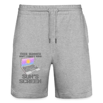 Nostalgie Geek Summer Vibes - Short de jogging bio TRAINER Stanley/Stella unisexe - gris chiné - Devant - Nik (191cm) & Marisol (170cm)