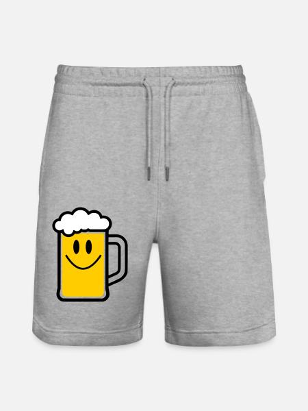 Beer face - Stanley/Stella Trainer Unisex Organic Jogging Shorts - heather grey