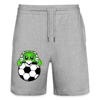 Turtle Soccer Ball Playing Club Fan Hobby - Stanley/Stella Trainer Unisex Organic Jogging Shorts - heather grey - Front - Nik (191cm) & Marisol (170cm)