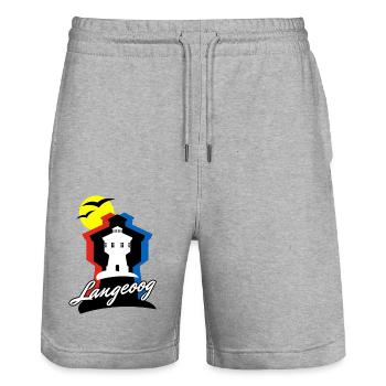 Langeoog Style mit Wasserturm - Stanley/Stella Unisex Bio Joggingshorts Trainer  - Grau meliert - Vorne - Nik (191cm) & Marisol (170cm)