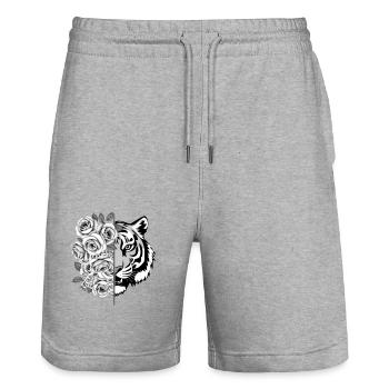 Tiger, tiger's head, big cat, big cat, roses - Stanley/Stella Trainer Unisex Organic Jogging Shorts - heather grey - Front - Nik (191cm) & Marisol (170cm)