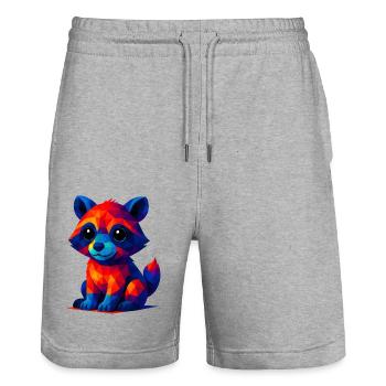 WPAP Polygon Kawaii Stil Tiere Baby Waschbär - Stanley/Stella Unisex Bio Joggingshorts Trainer  - Grau meliert - Vorne - Nik (191cm) & Marisol (170cm)