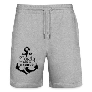 Family is the my anchor - Stanley/Stella Trainer Unisex Organic Jogging Shorts - heather grey - Front - Nik (191cm) & Marisol (170cm)
