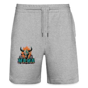 Halloween Mom Skull Flames Checkerboard Pattern - Stanley/Stella Trainer Unisex Organic Jogging Shorts - heather grey - Front - Nik (191cm) & Marisol (170cm)
