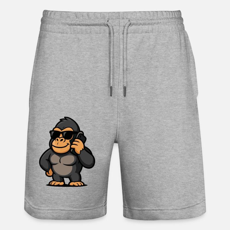 gorilla handy comic - Stanley/Stella Unisex Bio Joggingshorts Trainer  - Grau meliert