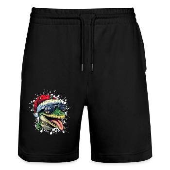 Echse Weihnachten Lustig - Stanley/Stella Unisex Bio Joggingshorts Trainer  - Schwarz - Vorne - Nik (191cm) & Marisol (170cm)