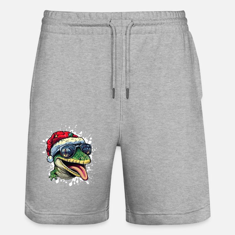 Lézard Noël Drôle - Short de jogging bio TRAINER Stanley/Stella unisexe - gris chiné