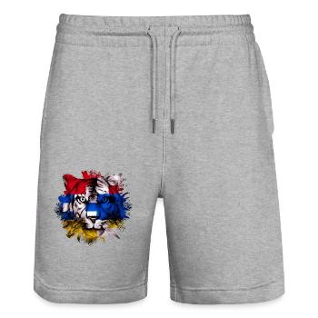 Artsakh - Short de jogging bio TRAINER Stanley/Stella unisexe - gris chiné - Devant - Nik (191cm) & Marisol (170cm)