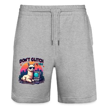 Don't Glitch my Vibe - Retro Gaming Alpaka - Stanley/Stella Unisex Bio Joggingshorts Trainer  - Grau meliert - Vorne - Nik (191cm) & Marisol (170cm)