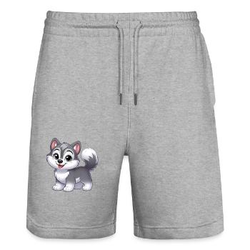 Wolf 12 - Stanley/Stella Unisex Bio Joggingshorts Trainer  - Grau meliert - Vorne - Nik (191cm) & Marisol (170cm)