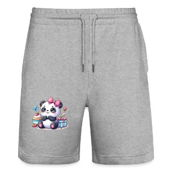panda 7 - Short de jogging bio TRAINER Stanley/Stella unisexe - gris chiné - Devant - Nik (191cm) & Marisol (170cm)