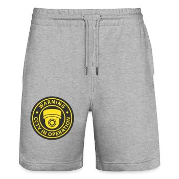 Symbolsymbol für Überwachungskameras in Verwendung. Stationäre Videoüberwachung - Stanley/Stella Unisex Bio Joggingshorts Trainer  - Grau meliert - Vorne - Nik (191cm) & Marisol (170cm)