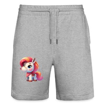 poney 4 - Short de jogging bio TRAINER Stanley/Stella unisexe - gris chiné - Devant - Nik (191cm) & Marisol (170cm)
