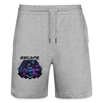 Escape to the Virtual World – Future VR-Design - Stanley/Stella Trainer Unisex Organic Jogging Shorts - heather grey - Front - Nik (191cm) & Marisol (170cm)