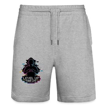 Améliorez votre vie Silhouette de joueur - Short de jogging bio TRAINER Stanley/Stella unisexe - gris chiné - Devant - Nik (191cm) & Marisol (170cm)