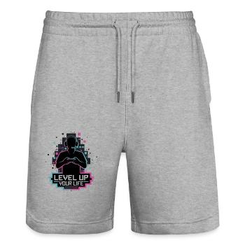Améliorez votre vie Silhouette de joueur - Short de jogging bio TRAINER Stanley/Stella unisexe - gris chiné - Devant - Nik (191cm) & Marisol (170cm)