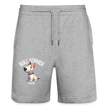 Bullterrier Liebhaber 4 - Stanley/Stella Unisex Bio Joggingshorts Trainer  - Grau meliert - Vorne - Nik (191cm) & Marisol (170cm)