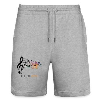 Feel the Beat – Abstrakter Notenschlüssel - Stanley/Stella Unisex Bio Joggingshorts Trainer  - Grau meliert - Vorne - Nik (191cm) & Marisol (170cm)