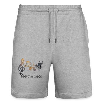 Feel the Beat – Abstrakter Notenschlüssel - Stanley/Stella Unisex Bio Joggingshorts Trainer  - Grau meliert - Vorne - Nik (191cm) & Marisol (170cm)