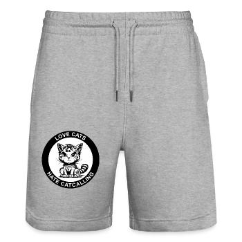 LOVE CATS HATE CATCALLING - Stanley/Stella Unisex Bio Joggingshorts Trainer  - Grau meliert - Vorne - Nik (191cm) & Marisol (170cm)