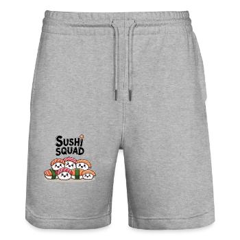 Sushi Squad – Kawaii Nigiri Team - Stanley/Stella Unisex Bio Joggingshorts Trainer  - Grau meliert - Vorne - Nik (191cm) & Marisol (170cm)