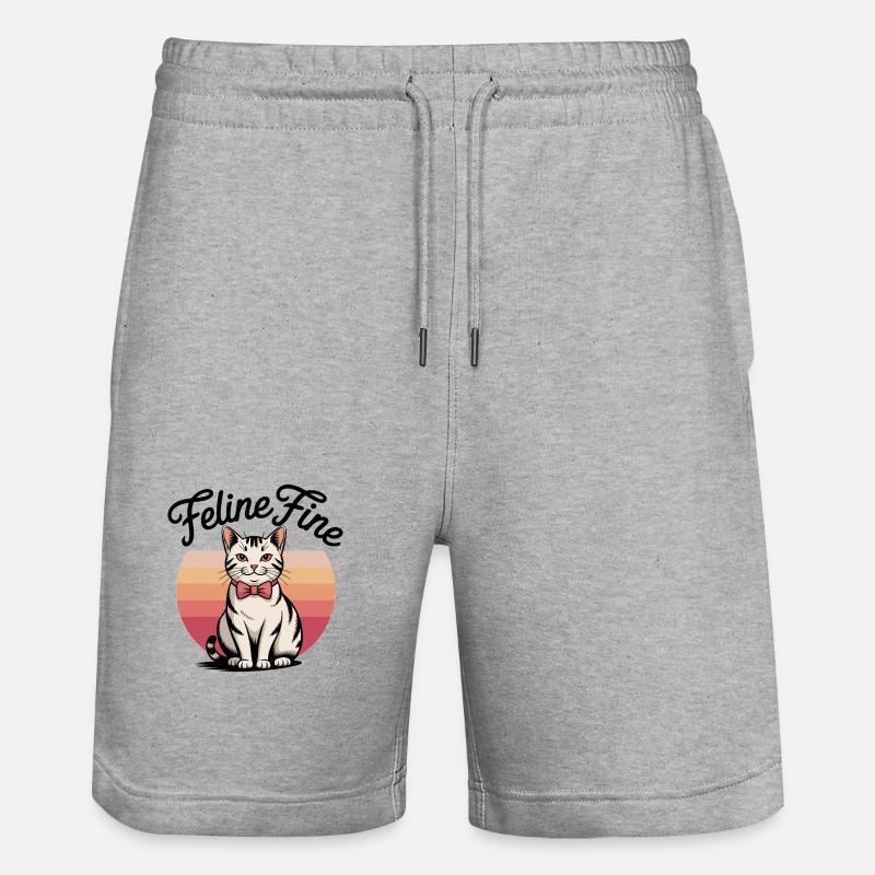 Feline Fine – Chat Sunset Rétro - Short de jogging bio TRAINER Stanley/Stella unisexe - gris chiné