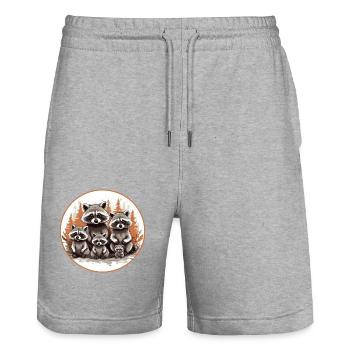 Süße Waschbärfamilie in Outdoorkleidung - Stanley/Stella Unisex Bio Joggingshorts Trainer  - Grau meliert - Vorne - Nik (191cm) & Marisol (170cm)