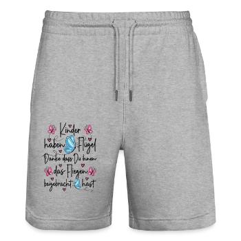 Kinder haben Flügel Fliegen Danke Kita Abschied - Stanley/Stella Unisex Bio Joggingshorts Trainer  - Grau meliert - Vorne - Nik (191cm) & Marisol (170cm)