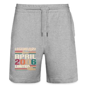 Legends Are Born In April 2006 - 2006 - Stanley/Stella Trainer Unisex Organic Jogging Shorts - heather grey - Front - Nik (191cm) & Marisol (170cm)
