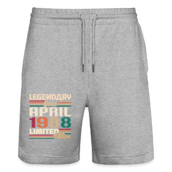 Legenden Werden Im April 1988 Geboren - 1988 - Stanley/Stella Unisex Bio Joggingshorts Trainer  - Grau meliert - Vorne - Nik (191cm) & Marisol (170cm)