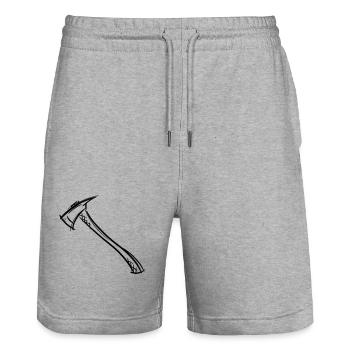 Axe Drawing / Fireman's Axe. Fireman. - Stanley/Stella Trainer Unisex Organic Jogging Shorts - heather grey - Front - Nik (191cm) & Marisol (170cm)