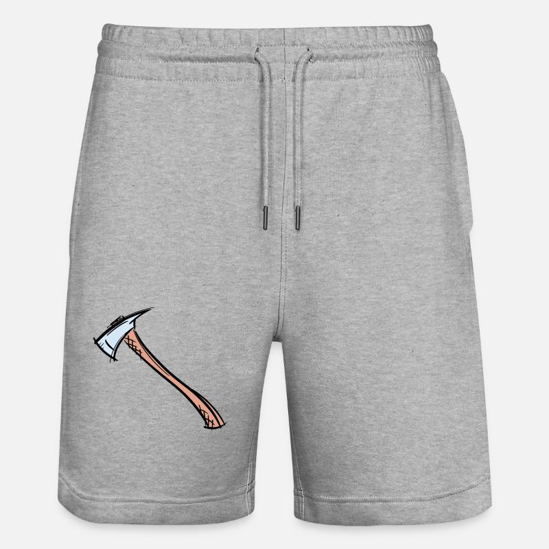 Axe Drawing / Fireman's Axe. Fireman. - Stanley/Stella Trainer Unisex Organic Jogging Shorts - heather grey