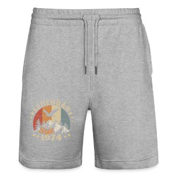 Legendary Since 1974 Vintage Vintage Birthday - Stanley/Stella Trainer Unisex Organic Jogging Shorts - heather grey - Front - Nik (191cm) & Marisol (170cm)