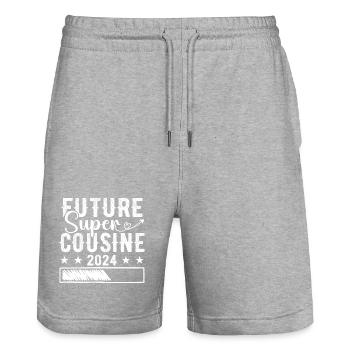 Future Super Cousine 2024 - Short de jogging bio TRAINER Stanley/Stella unisexe - gris chiné - Devant - Nik (191cm) & Marisol (170cm)