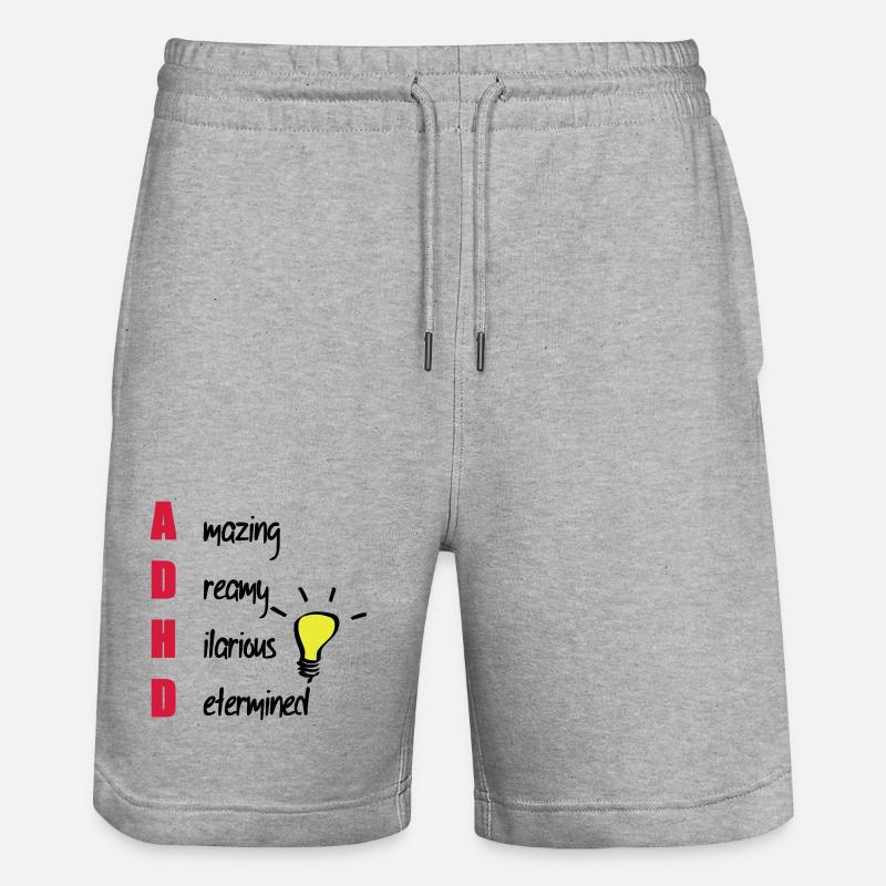 ADHD / ADHS Support Geschenk - Stanley/Stella Unisex Bio Joggingshorts Trainer  - Grau meliert