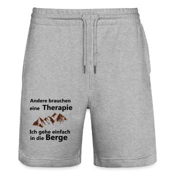 Therapie Berge - Stanley/Stella Unisex Bio Joggingshorts Trainer  - Grau meliert - Vorne - Nik (191cm) & Marisol (170cm)