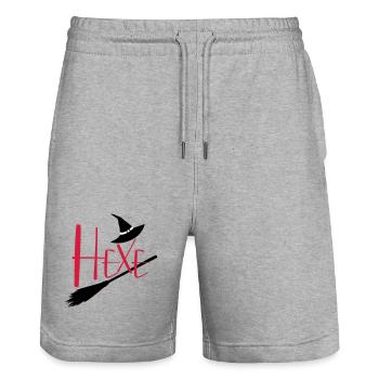 Hexe fliegender Hexenbesen - Stanley/Stella Unisex Bio Joggingshorts Trainer  - Grau meliert - Vorne - Nik (191cm) & Marisol (170cm)