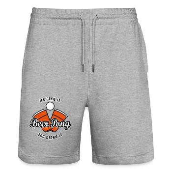 Beer Pong Logo IV - Stanley/Stella Unisex Bio Joggingshorts Trainer  - Grau meliert - Vorne - Nik (191cm) & Marisol (170cm)