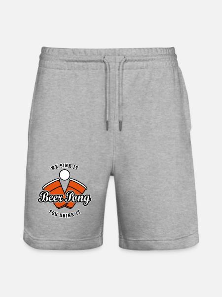 Beer Pong Logo IV - Stanley/Stella Trainer Unisex Organic Jogging Shorts - heather grey