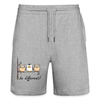 Eule und Pinguin - Stanley/Stella Unisex Bio Joggingshorts Trainer  - Grau meliert - Vorne - Nik (191cm) & Marisol (170cm)