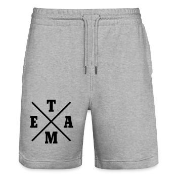 Team Kreuz - Stanley/Stella Unisex Bio Joggingshorts Trainer  - Grau meliert - Vorne - Nik (191cm) & Marisol (170cm)