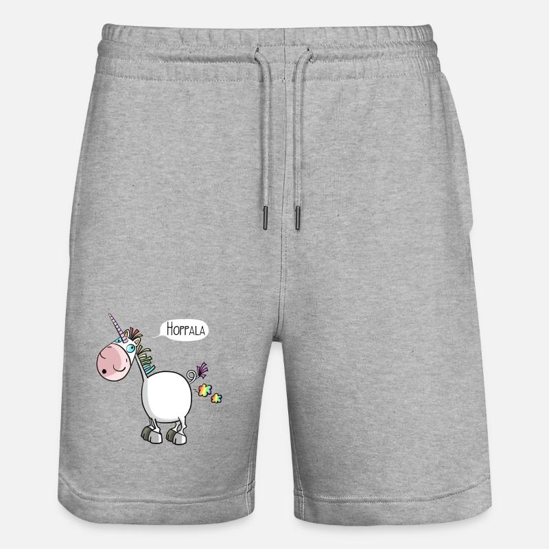 Hoppala Einhorn - Stanley/Stella Unisex Bio Joggingshorts Trainer  - Grau meliert
